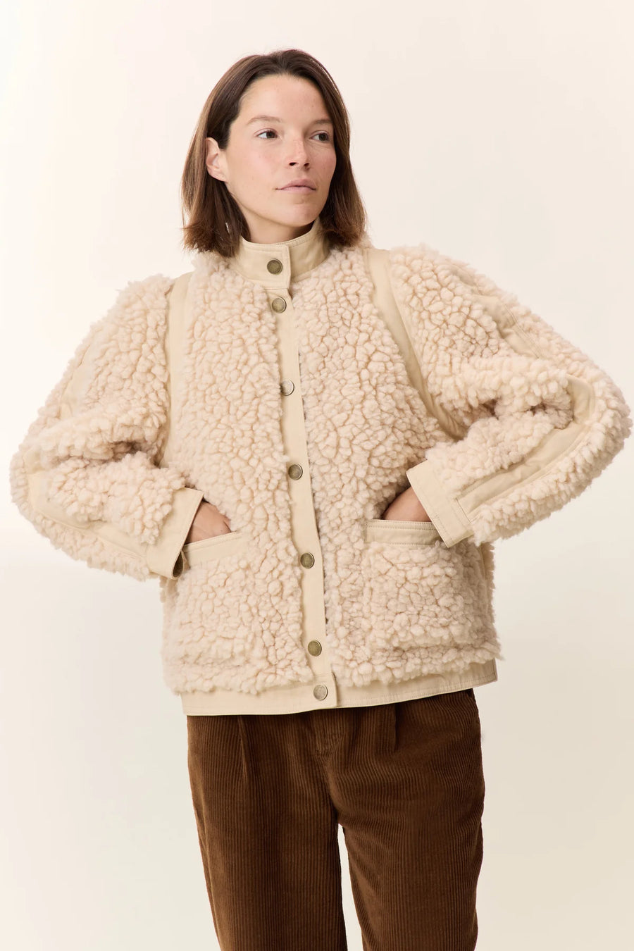 Leon & Harper Vivian Teddy Coat Off White
