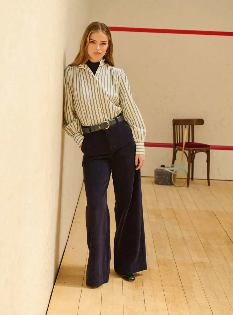 Petite Mendigote Pedro Velvet Trousers Navy