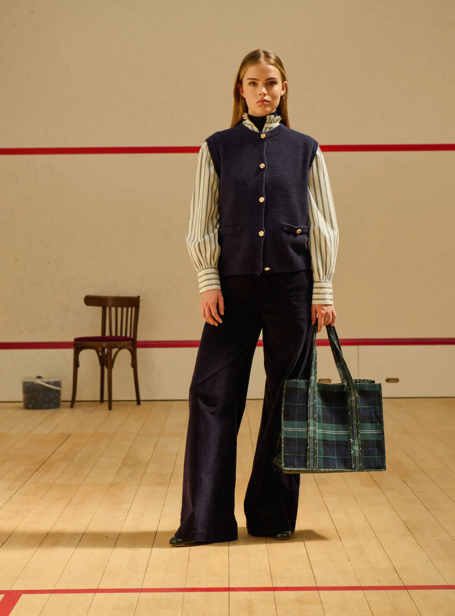 Petite Mendigote Pedro Velvet Trousers Navy