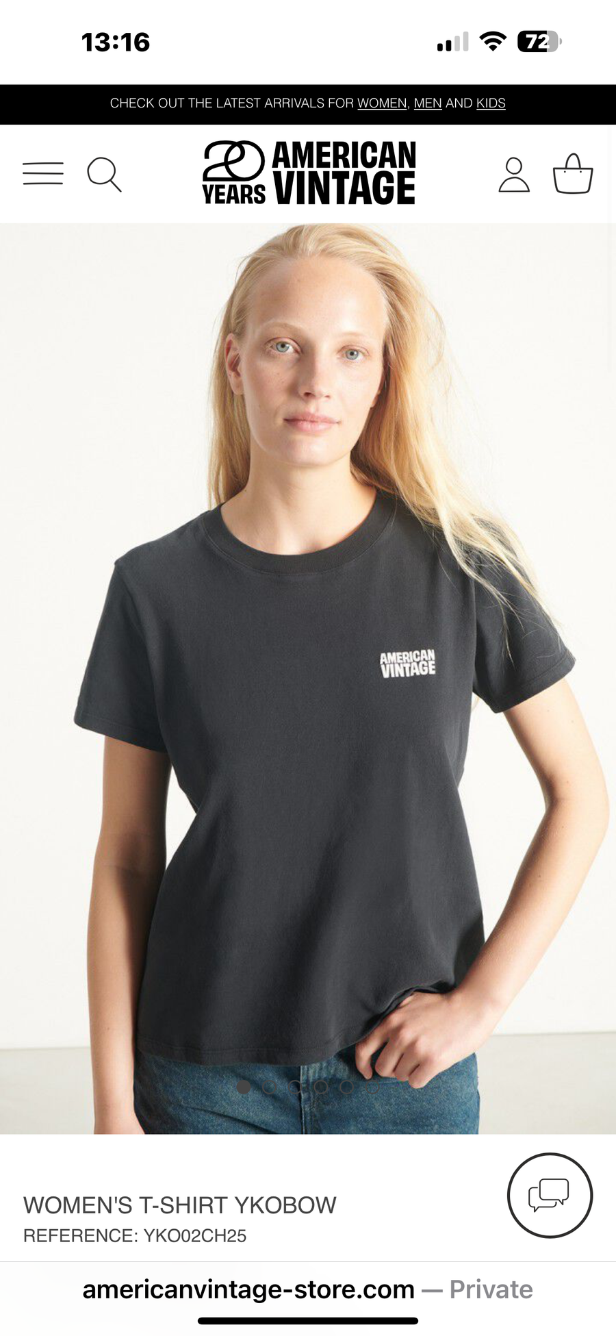 American Vintage Ykowbo T-Shirt Logo Dark Grey