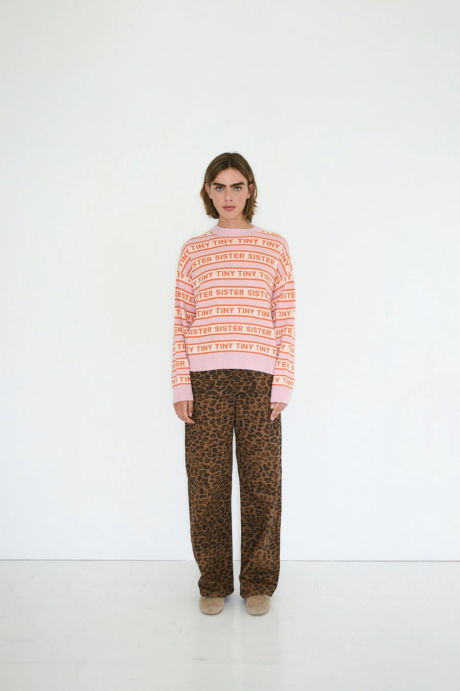 Tiny Big Sister Berta Leopard Print Denim Jeans