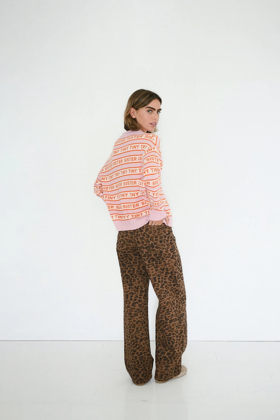 Tiny Big Sister Berta Leopard Print Denim Jeans