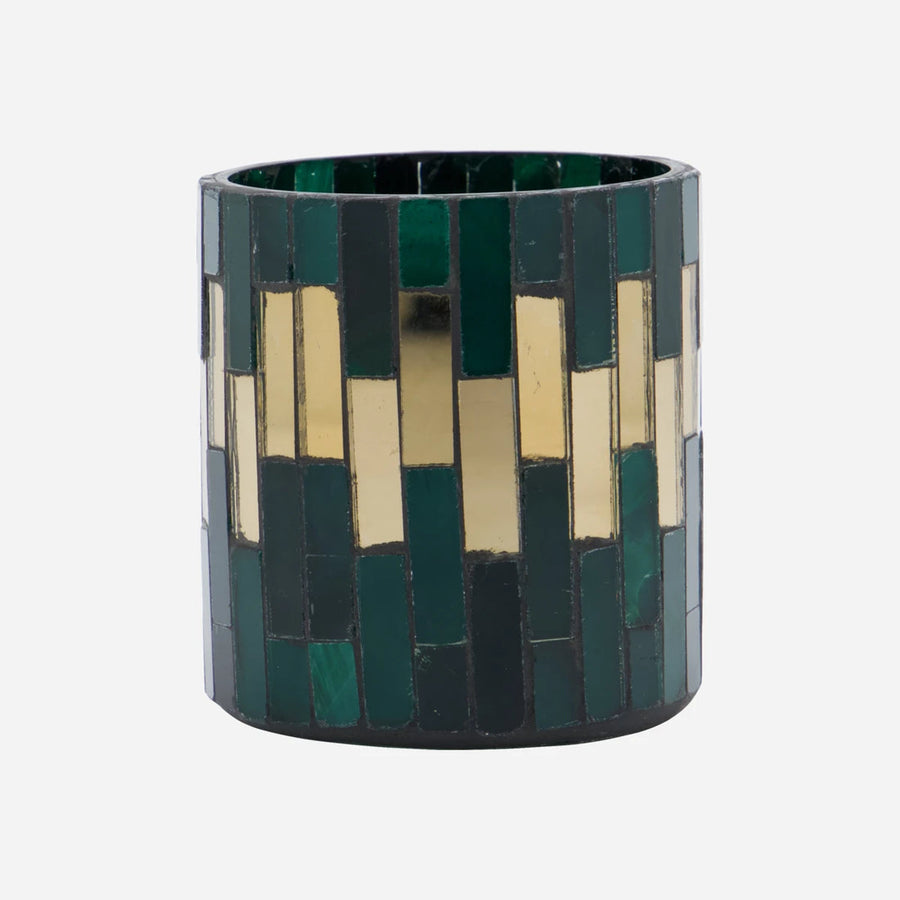House Doctor Tea Light Holder Dark Green Gold
