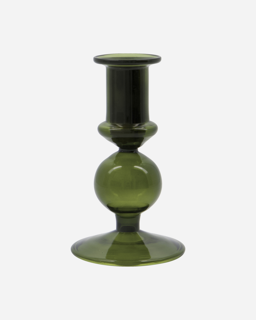 House Doctor Vidro Green Glass Candle Holder
