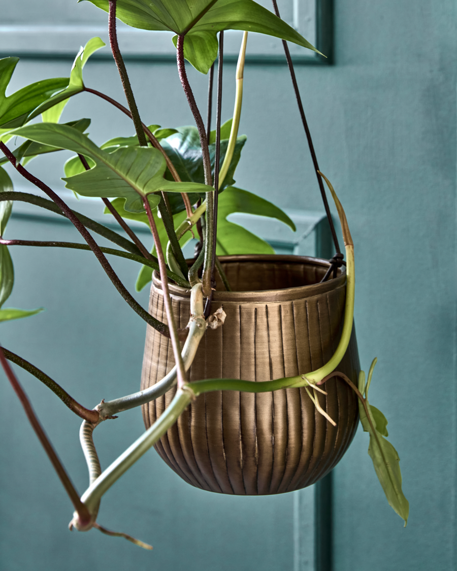 House Doctor Set Of Two Bronze Hanging Planters