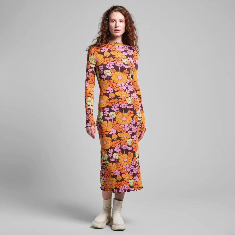 Dedicated Lofta Ribbed Dress 70s Flower Print