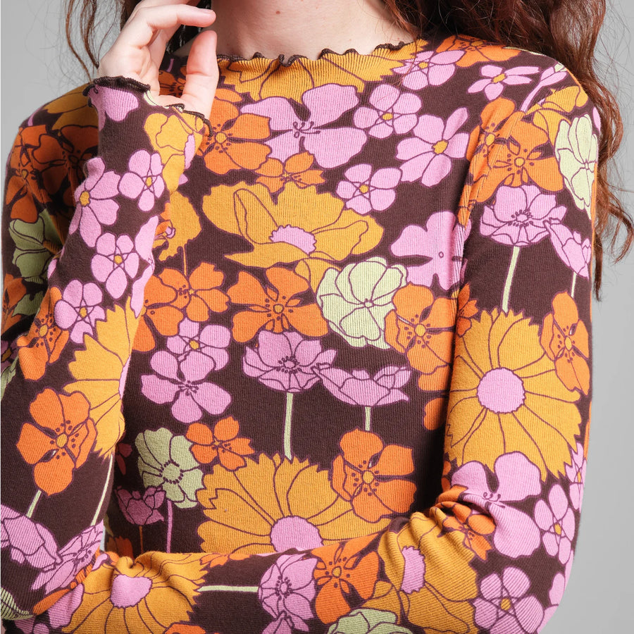 Dedicated Lofta Ribbed Dress 70s Flower Print