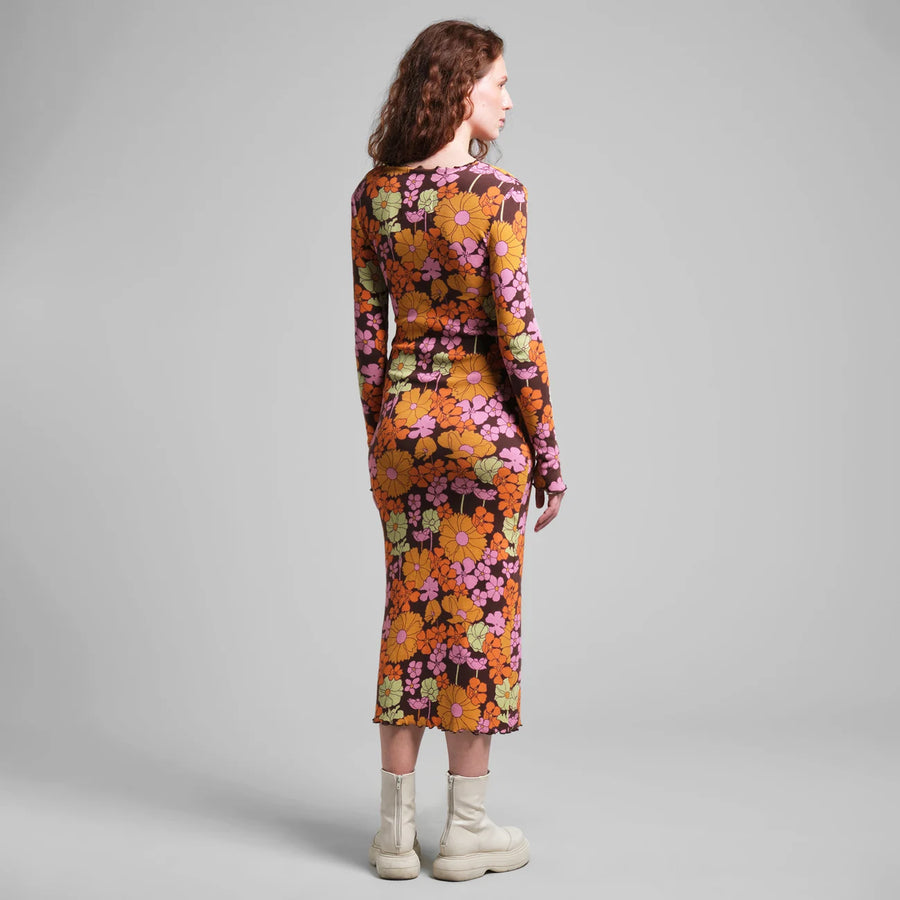 Dedicated Lofta Ribbed Dress 70s Flower Print