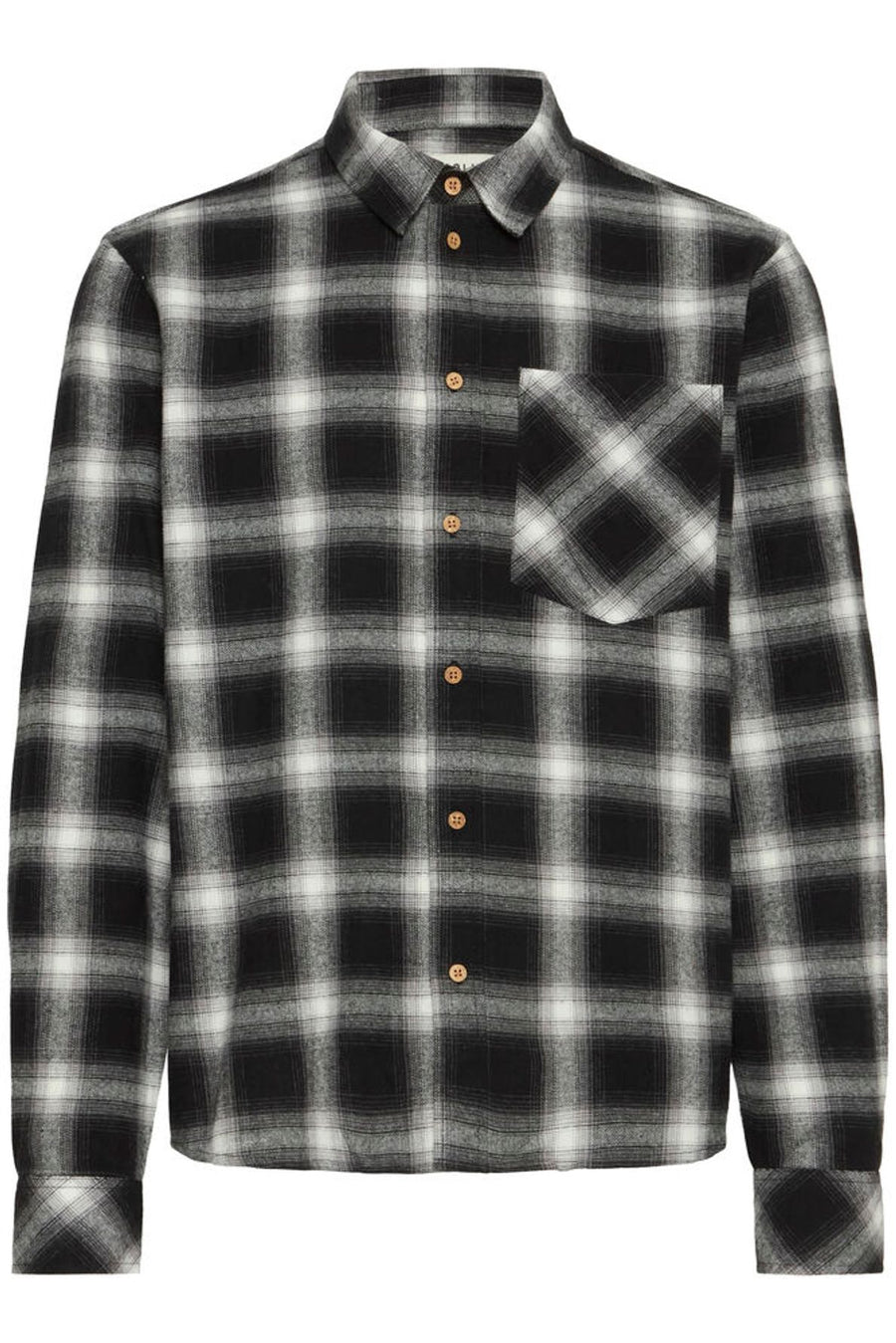 Solid Rye Brushed Cotton  Shirt Black White Check