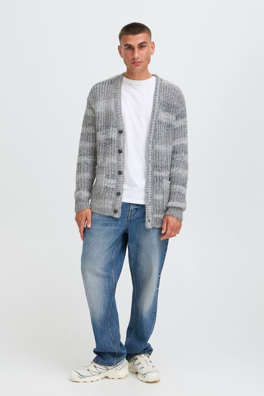 Solid Stefano Chunky Grey Knit Cardigan