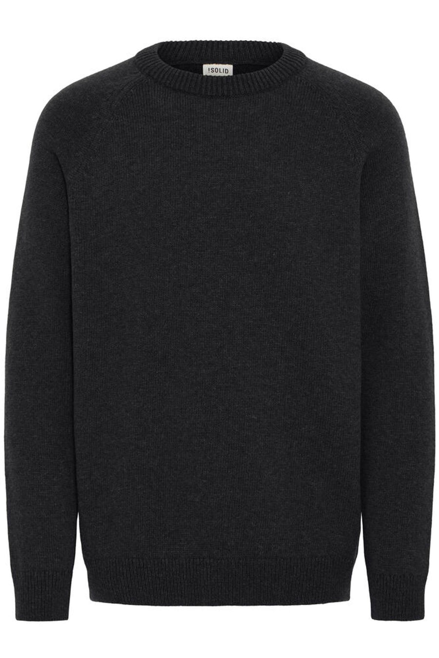 Solid Santos Crew Neck Jumper Black Wool Blend