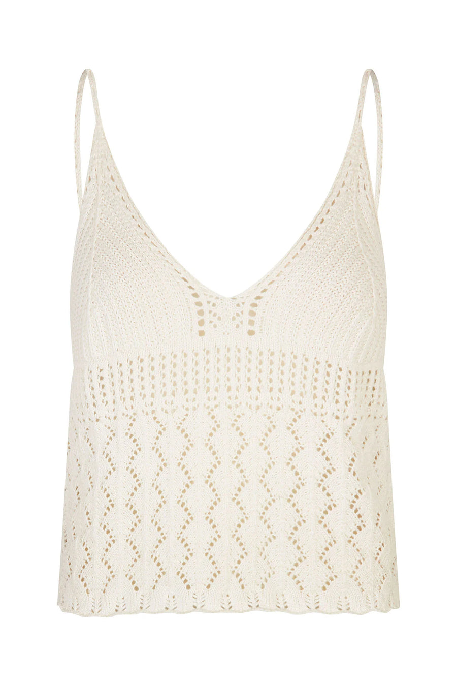 Lollys Laundry Saylor Vest Crochet Top Cream