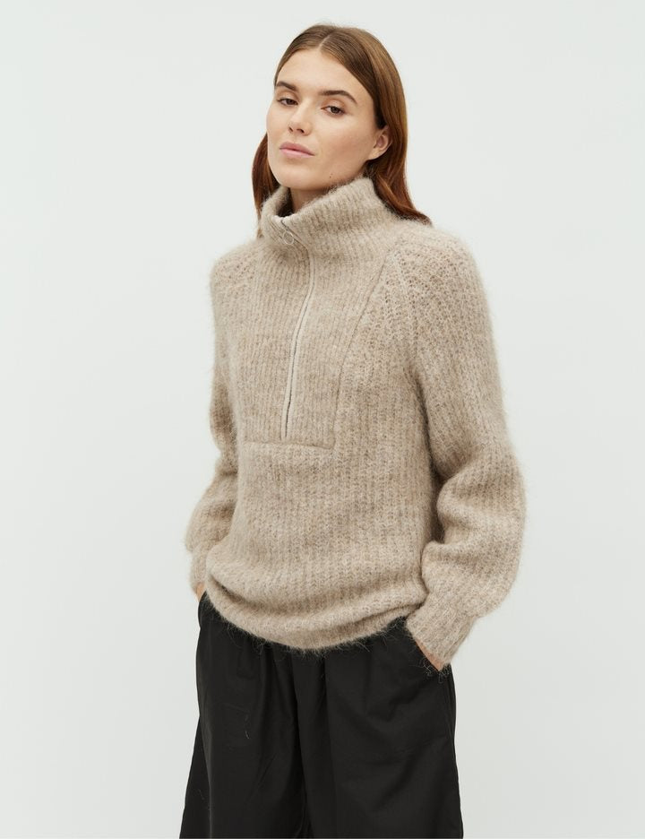 MbyM Karina Funnel Neck Zip Jumper Knit Beige