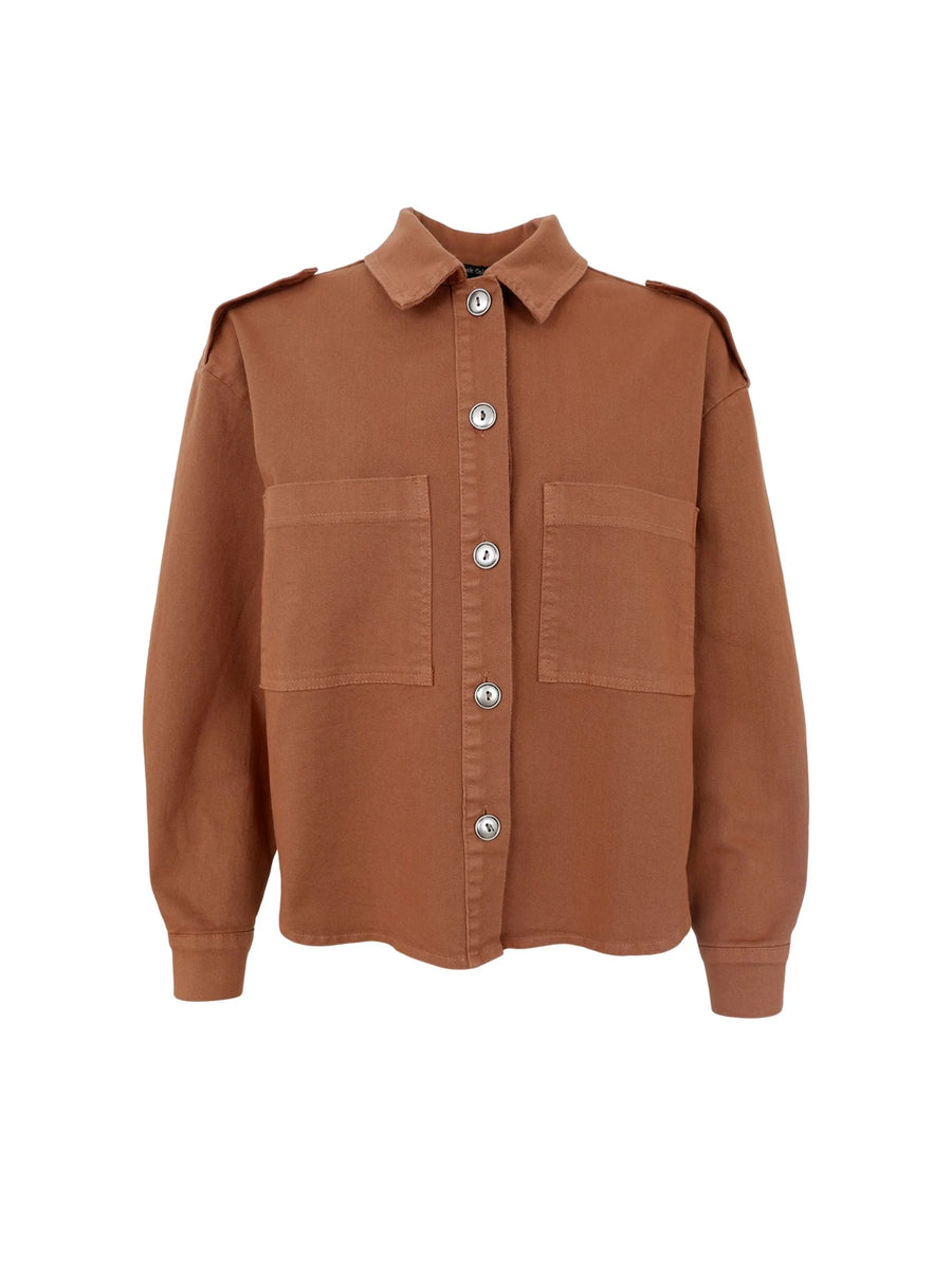 Black Colour Tully Jacket Shirt Shacket Cotton Canvas Camel Brown