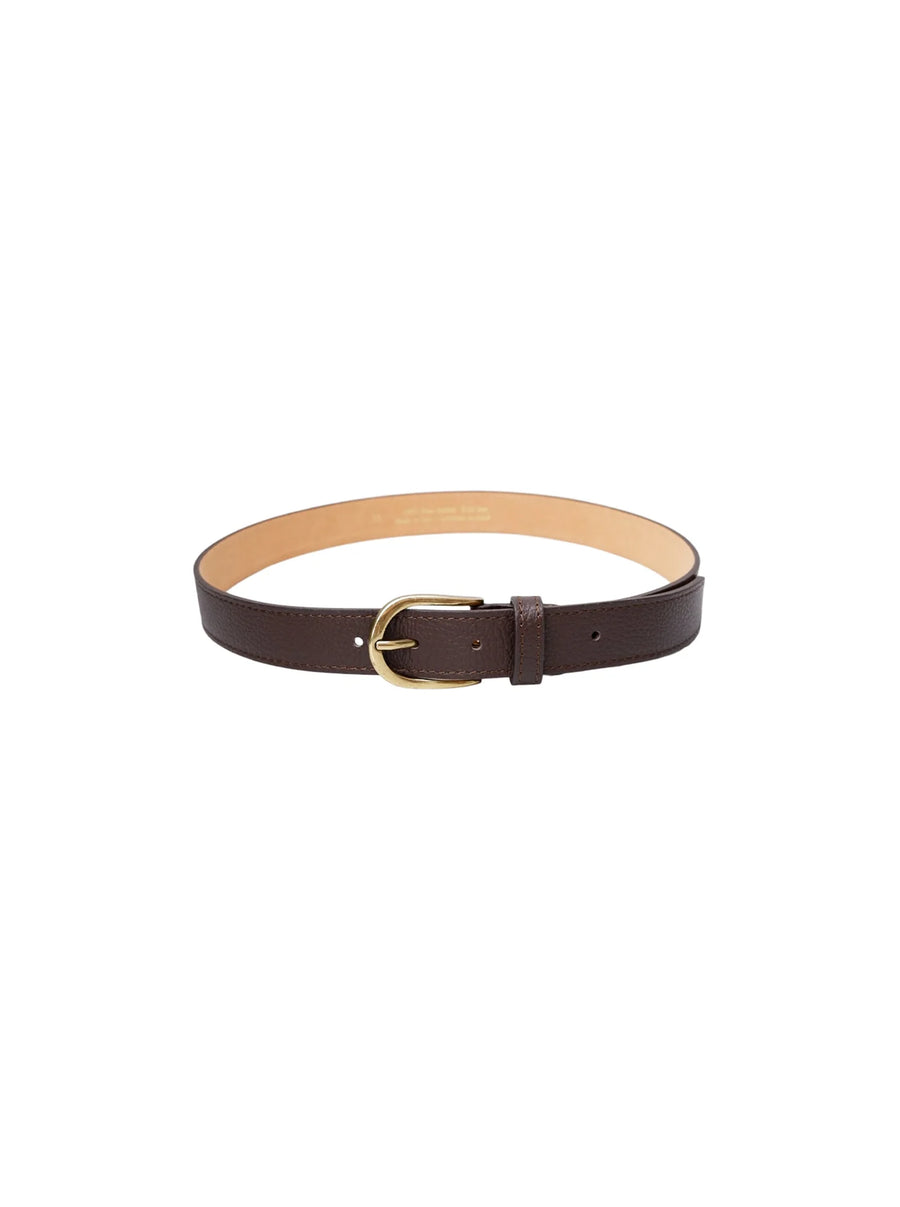 Black Colour Iris Leather Belt Mocca Brown