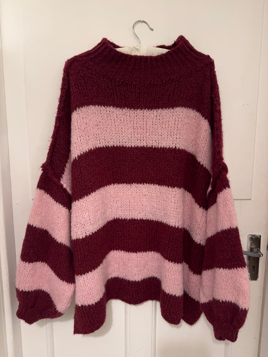 Oversize Jumper Pink Burgundy Stripe