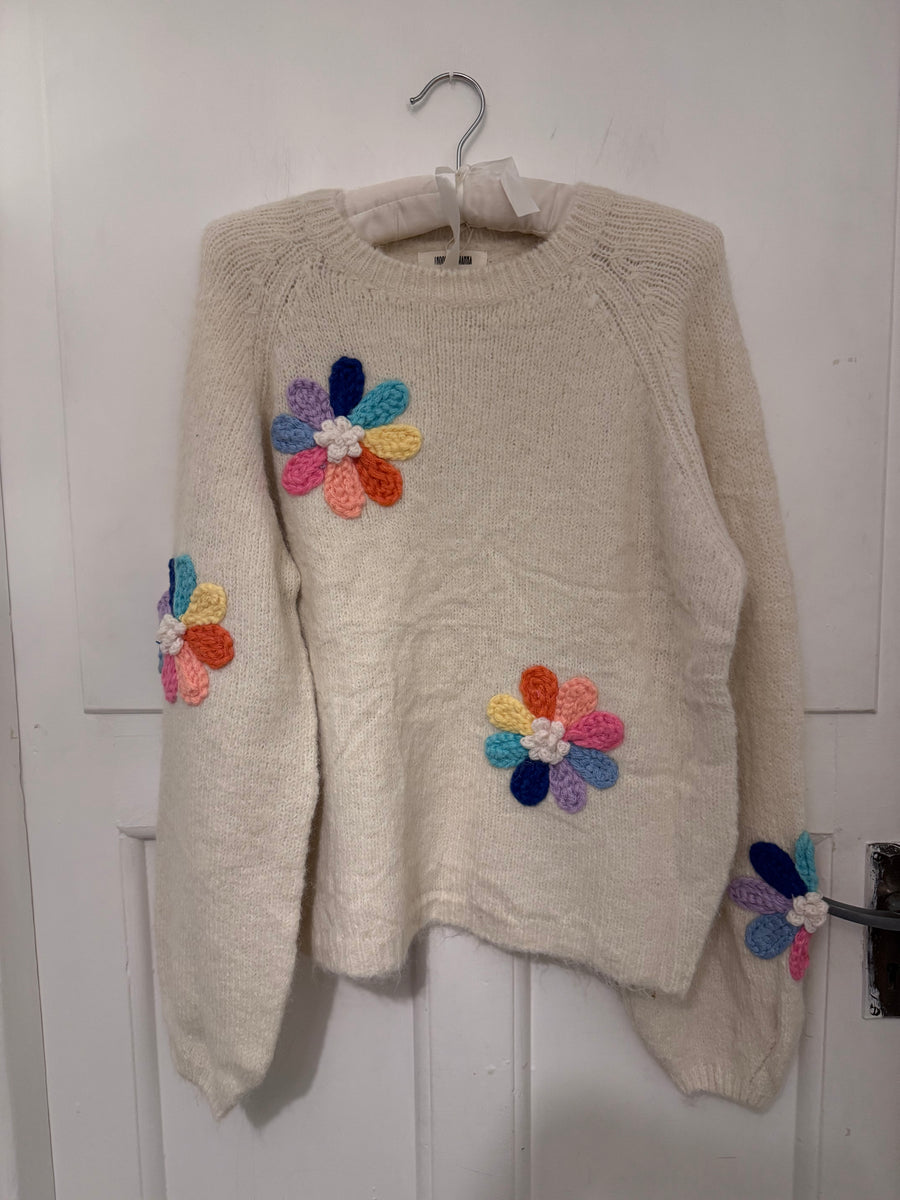 Ikoone & Blanka Jumper Appliqué Crochet Flowers One Size