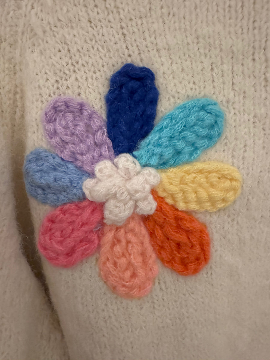 Ikoone & Blanka Jumper Appliqué Crochet Flowers One Size