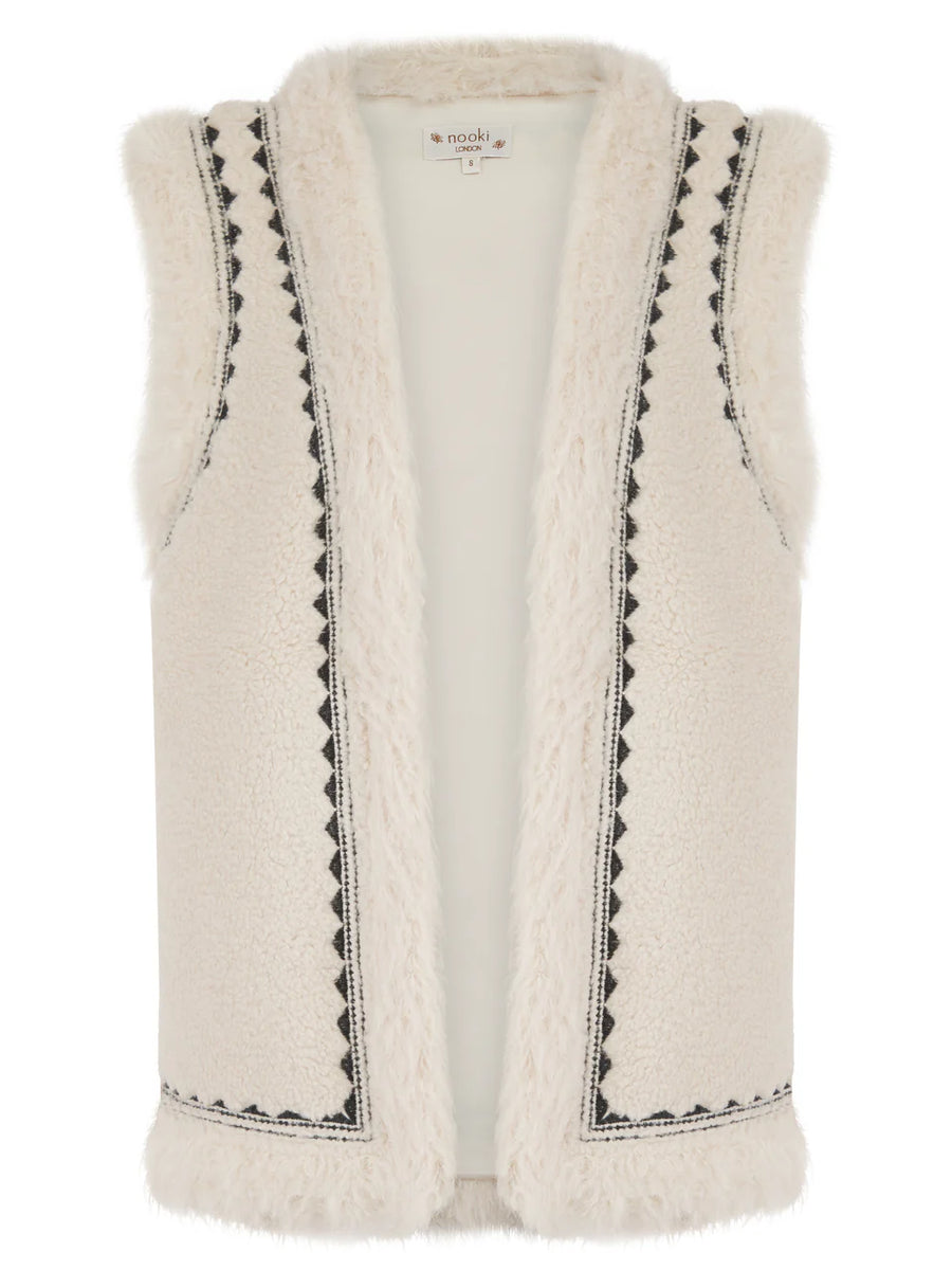 Nooki Dannika Gilet Cream Suede Fur Effect