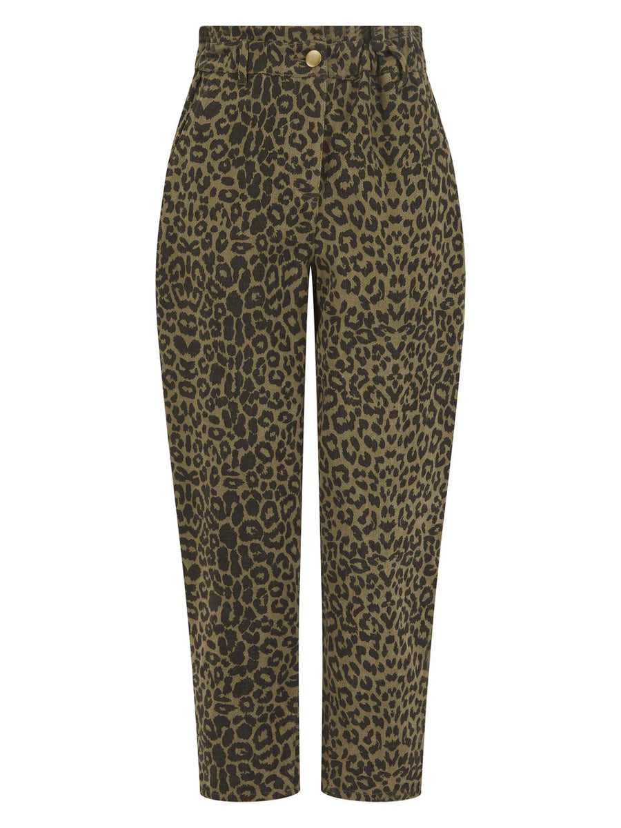 Nooki Caroline Trousers Khaki Leopard Print