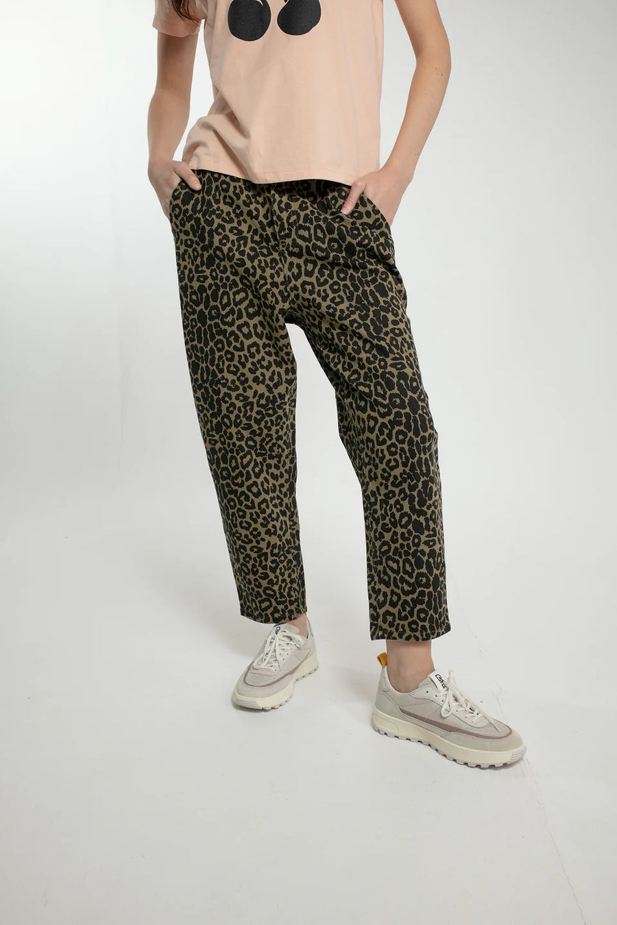 Nooki Caroline Trousers Khaki Leopard Print