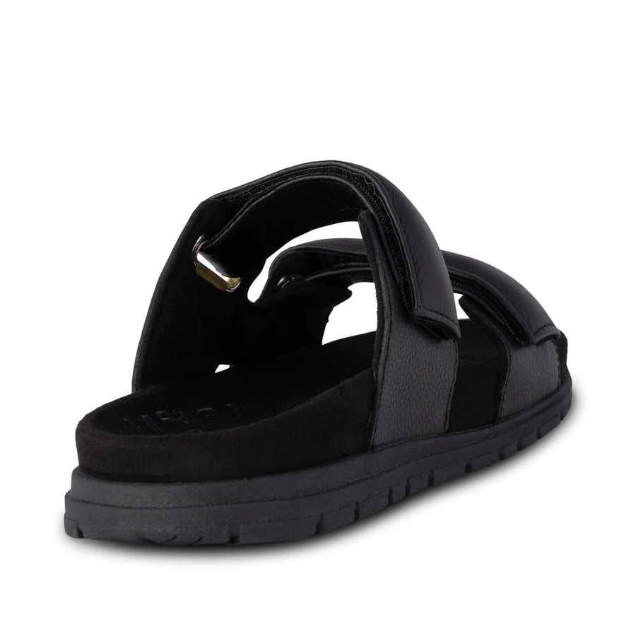 Woden Lisa Leather Sandals Sliders Black