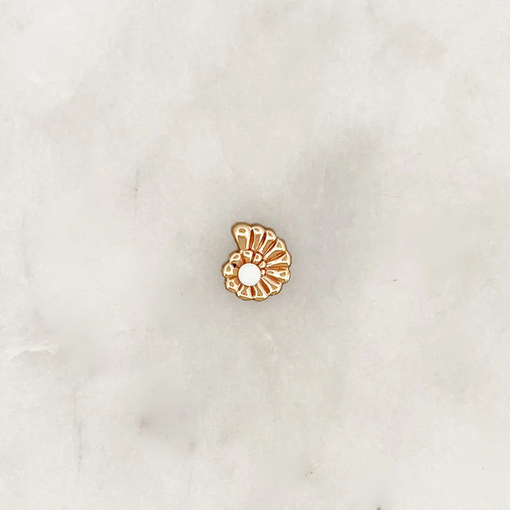 By Nouck Moon Shell Opal Ear Stud Earring Gold Plated