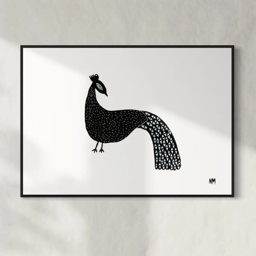 Nancy McKie Black Peacock Print