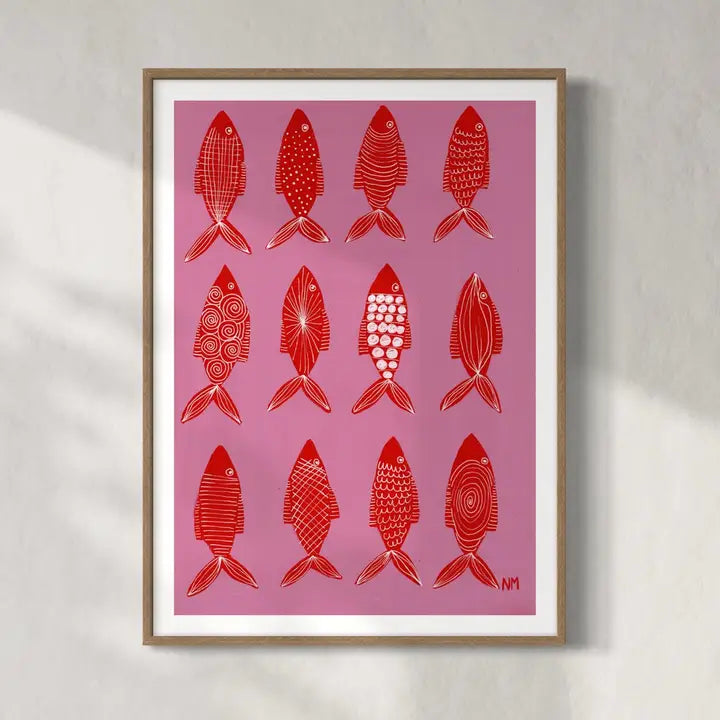 Nancy McKie Twelve Red Fish Print