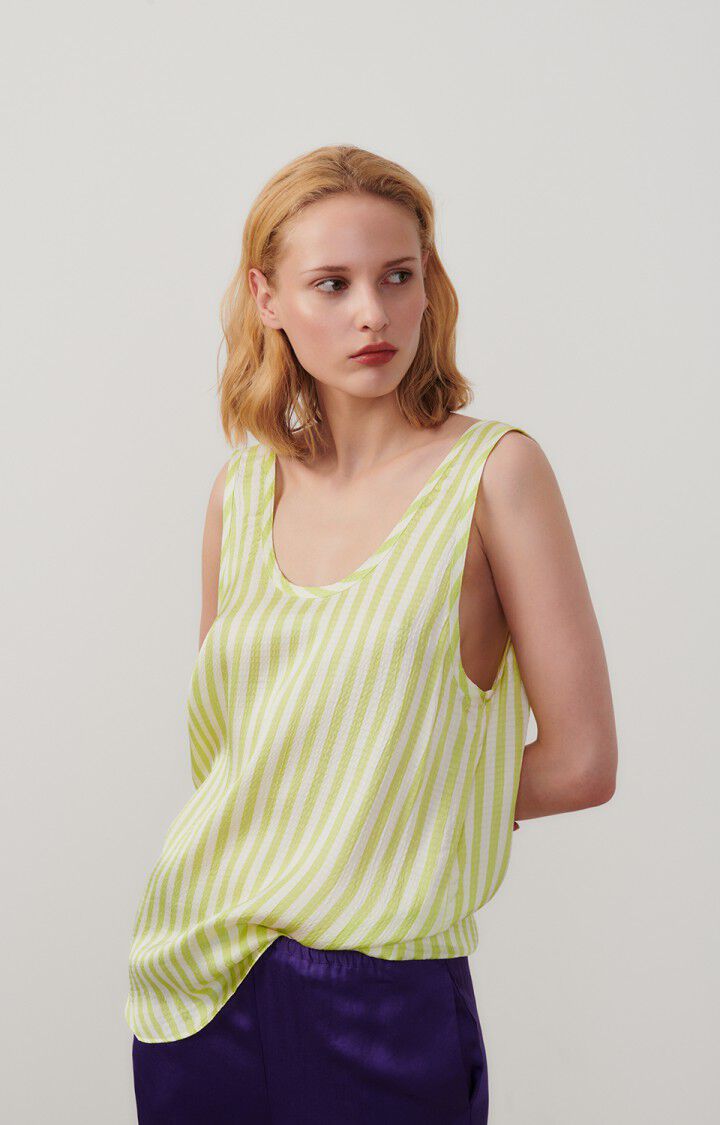 American Vintage Shanning Blouse Top Fluorescent Lime Stripes
