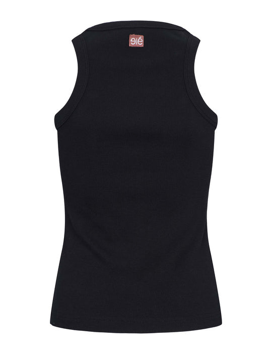 Esme Studios Blossom Racerback Top Vest Rib Tank Black GOTS Organic Cotton Black