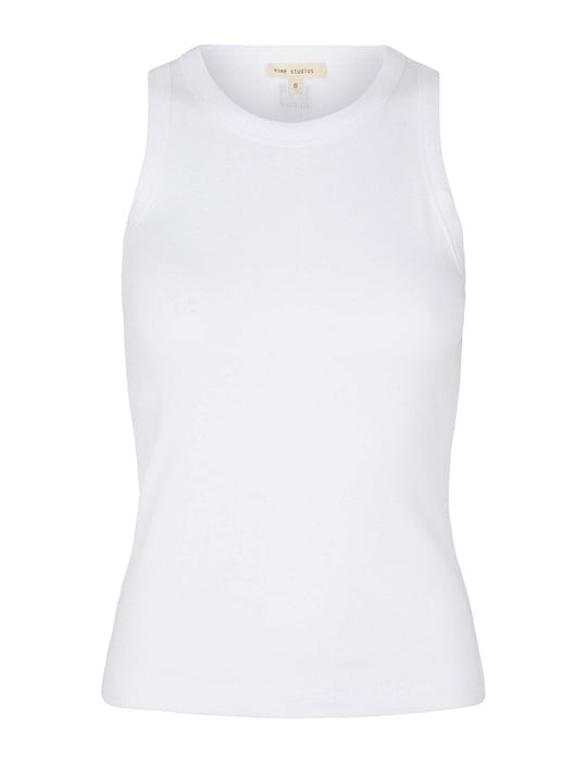 Esme Studios Blossom Racerback Rib Top Vest GOTS Organic Cotton White