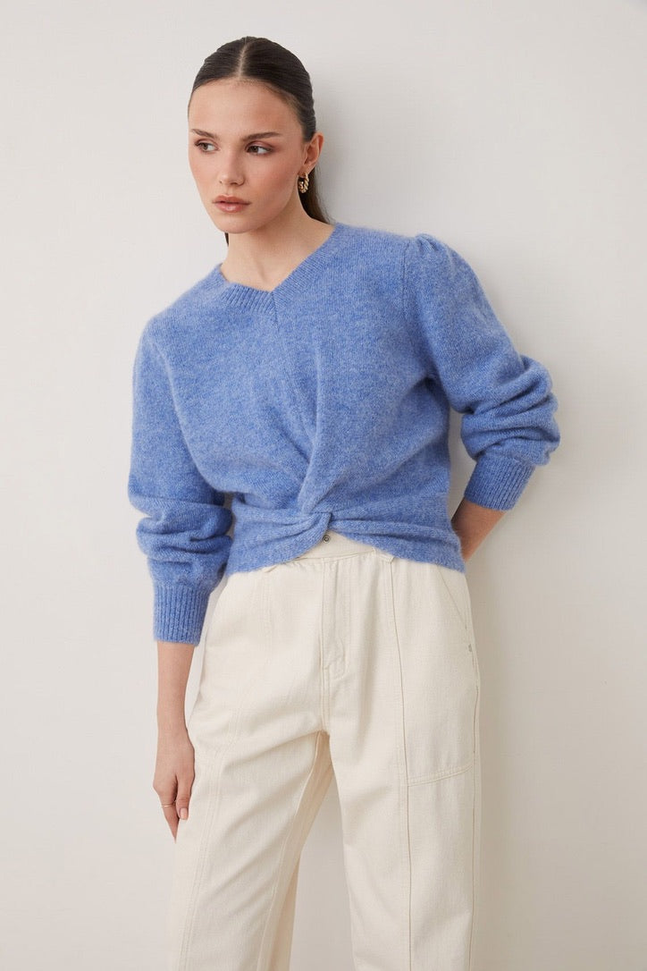 Suncoo Prador Sweater Jumper Cross Over Detail Light Blue