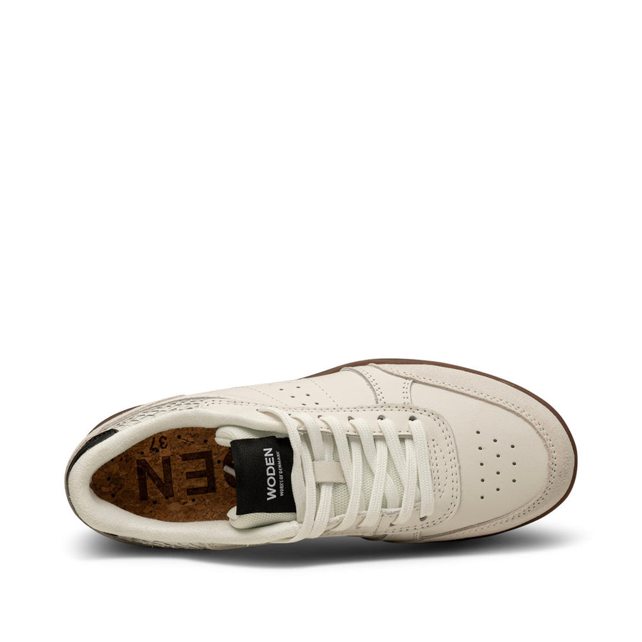 Woden Bjork White Leather Suede Trainers Sneakers