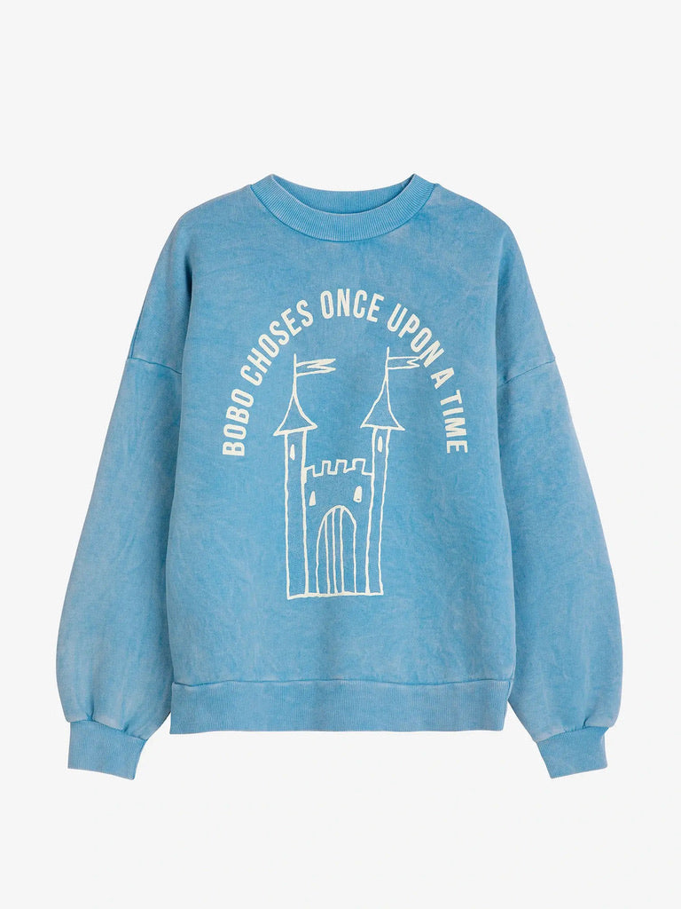 Bobo Choses Faraway Castle Sweatshirt Sweater Jumper Washed Blue Organic Cotton GOTS