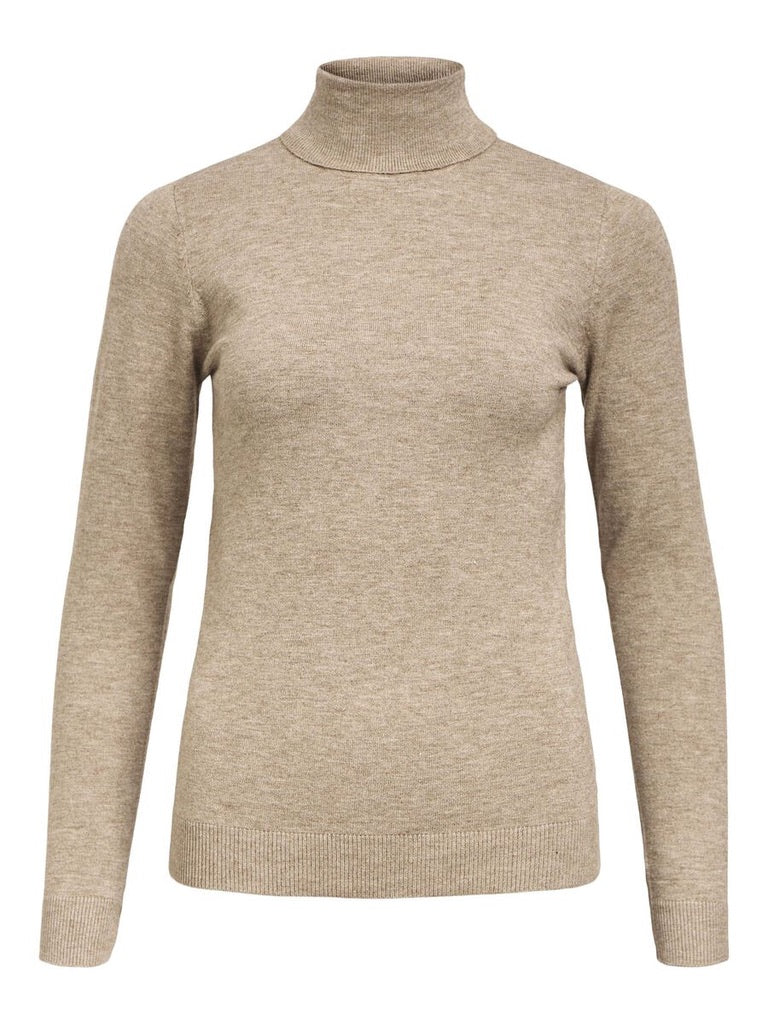 Object Thess Fitted Roll Neck Jumper Pullover Beige