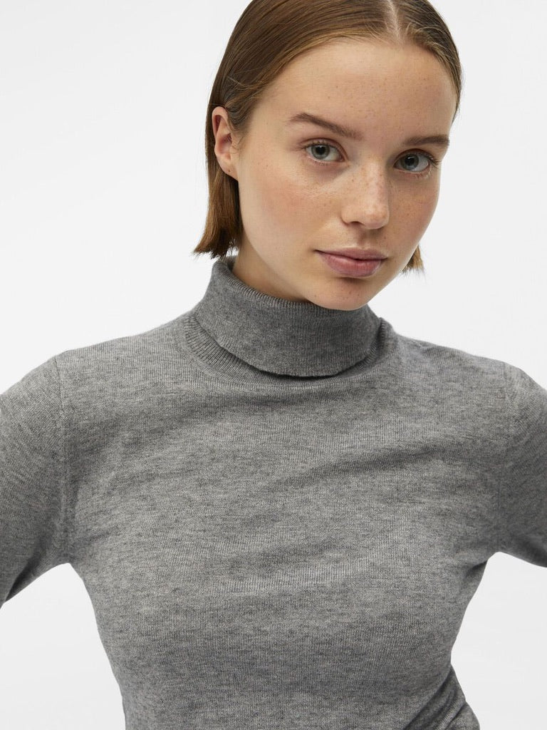 Object Thess Roll Neck Knit Pullover Jumper Grey