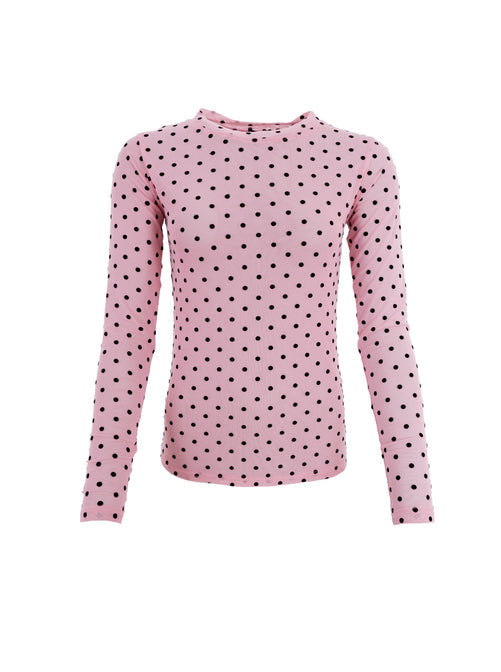 Black Colour Jennie Dotted Mesh Blouse Long Sleeve