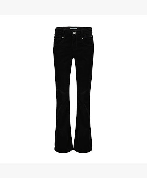 Red Button Velvet High Rise Regular Fit Trousers Jeans Flare leg Deepbrown