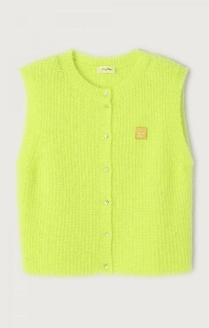 American Vintage East Knit Gilet Flourescent Neon Yellow