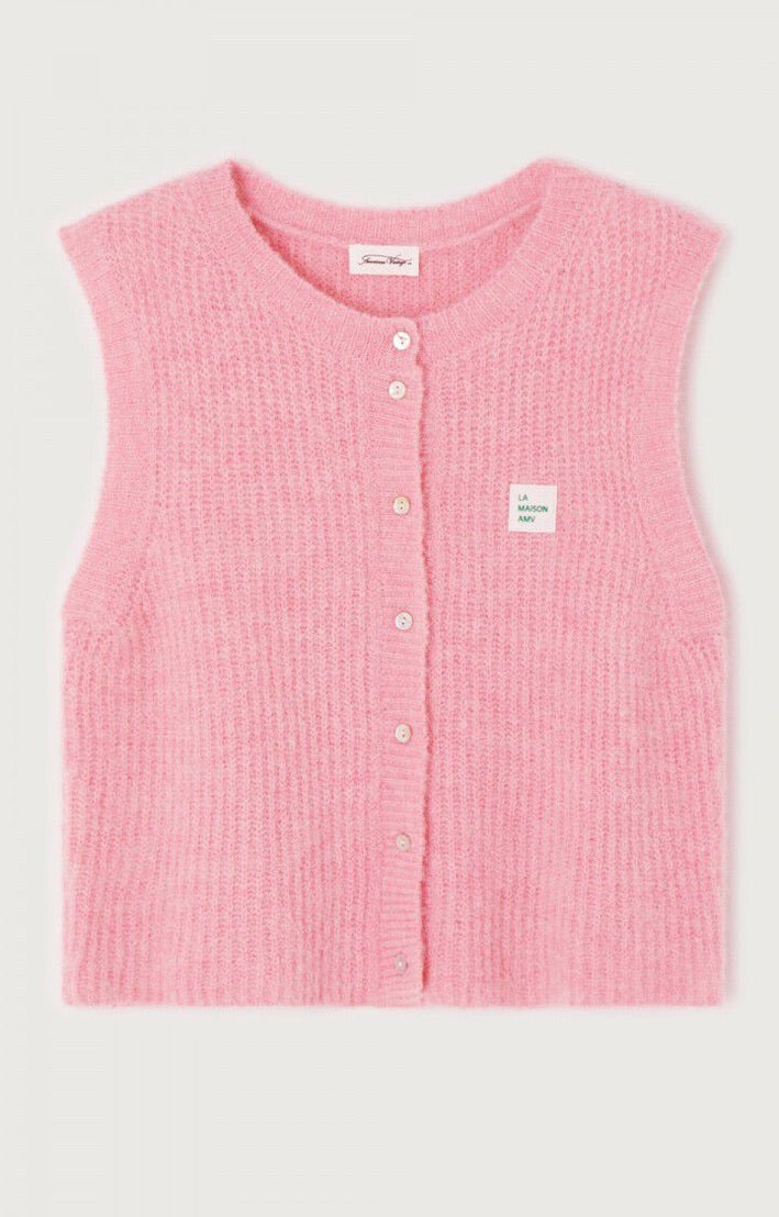 American Vintage East Knit Gilet Orchid Melange Light Pink