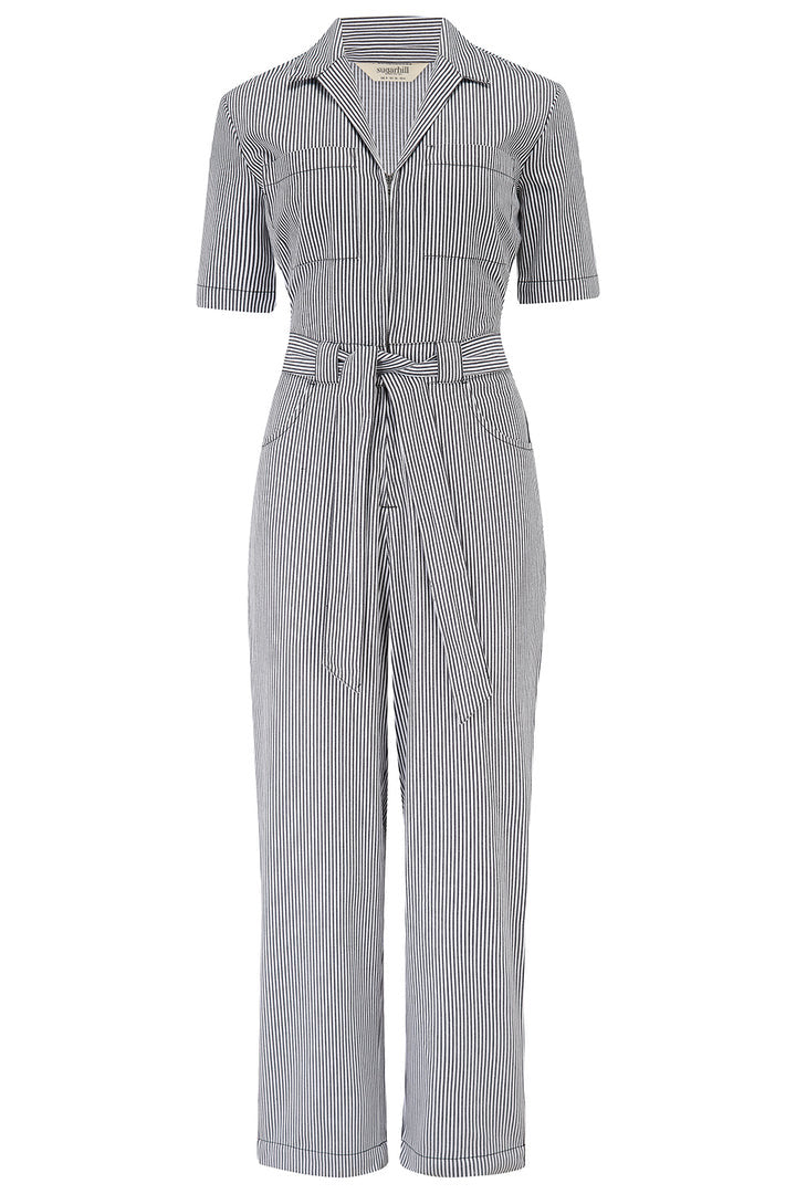 Sugarhill Brighton Meredith Boilersuit Jumpsuit Monochrome Stripe