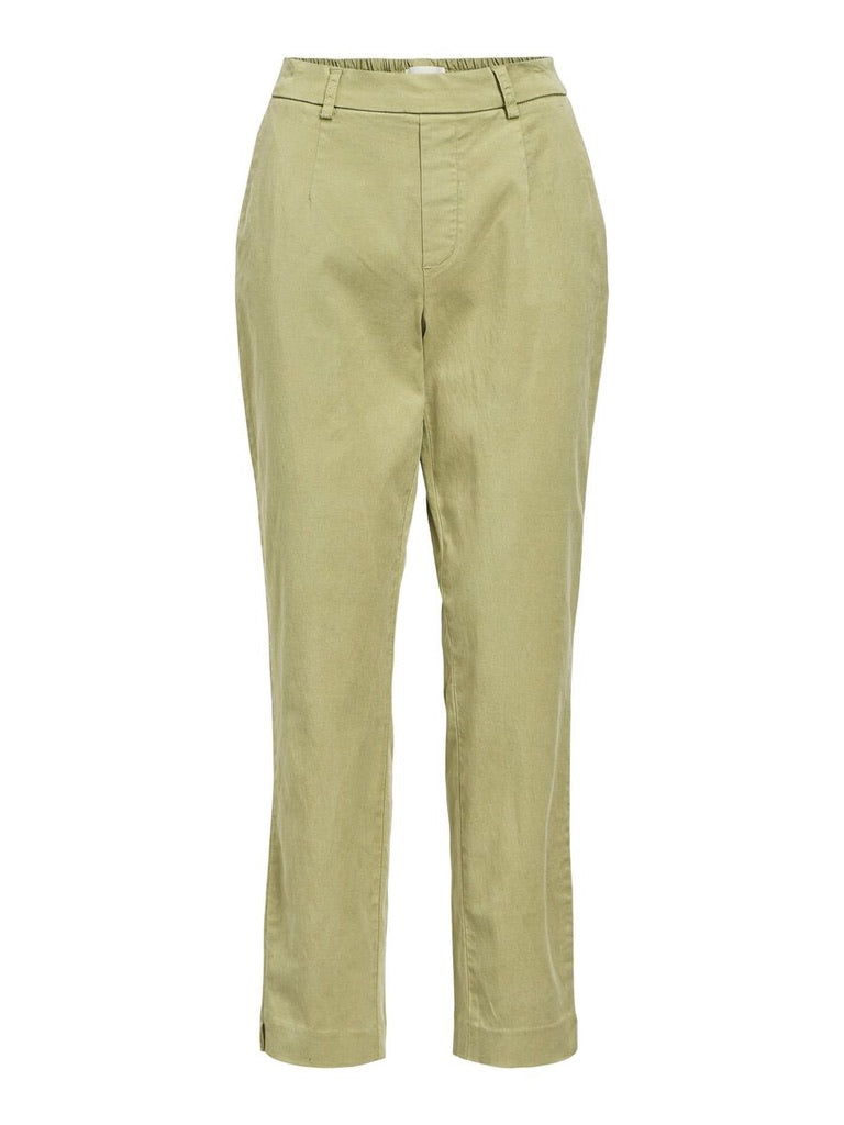 Object Mia Slim Fit Chino Trousers Light Olive Green