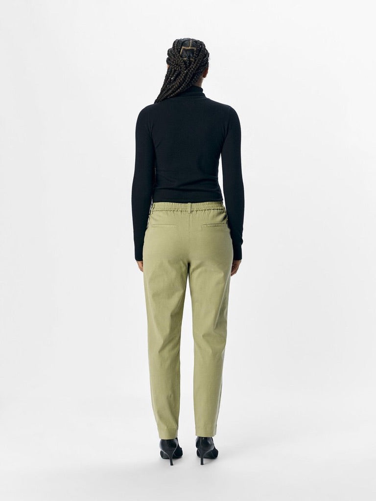 Object Mia Slim Fit Chino Trousers Light Olive Green