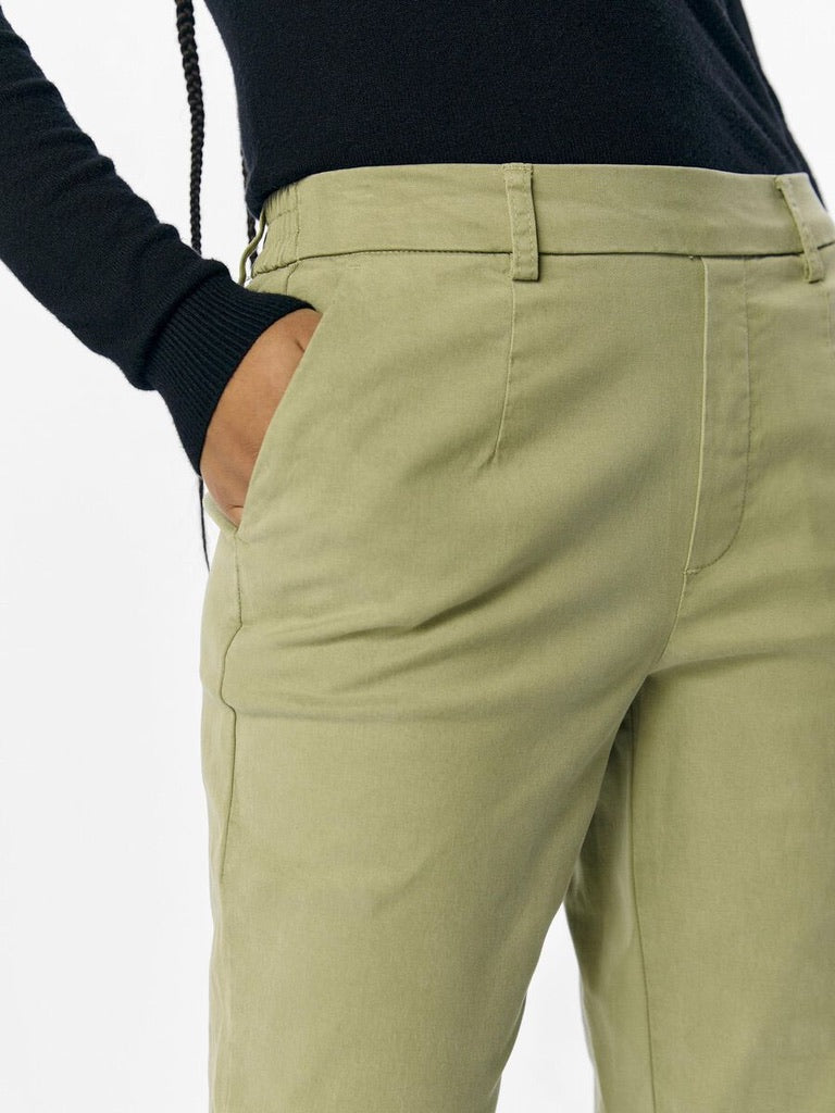 Object Mia Slim Fit Chino Trousers Light Olive Green