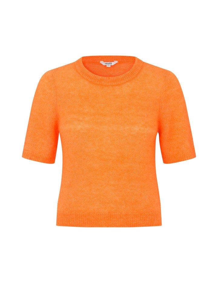 MbyM Carla Short Sleeve Mohair Jumper Knit Bright Orange