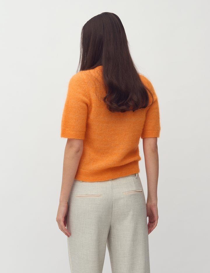 MbyM Carla Short Sleeve Mohair Jumper Knit Bright Orange