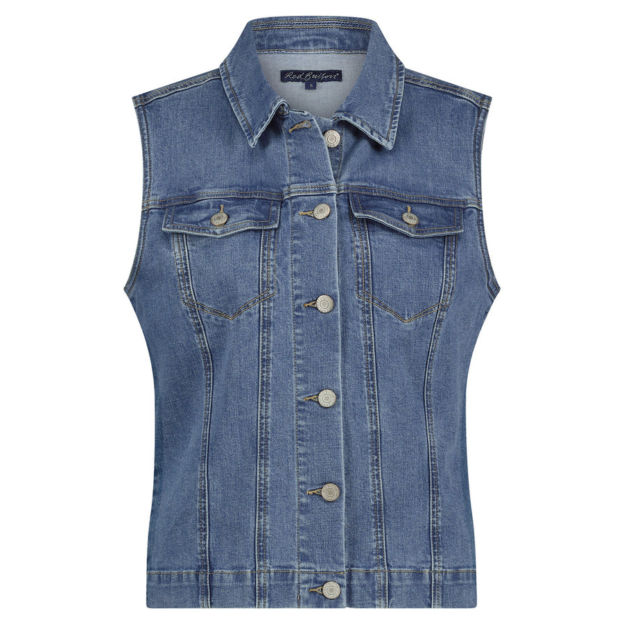 Red Button Joekie Sleeveless Denim Jacket Midstone