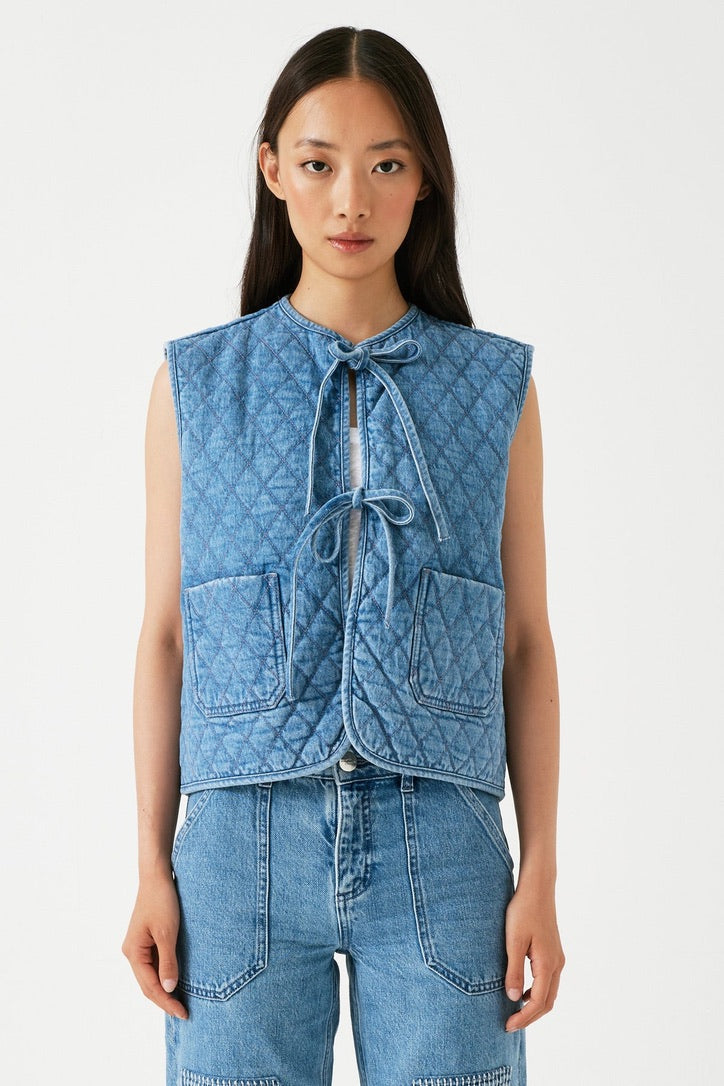 Seventy & Mochi Aria Applique Vest Waistcoat Denim Patchwork Rodeo Vintage