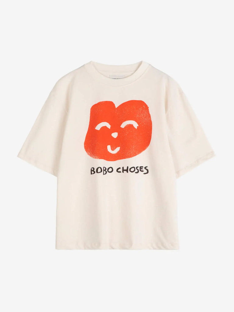 Bobo Choses Joyful Face Boxy T-Shirt White Organic Cotton